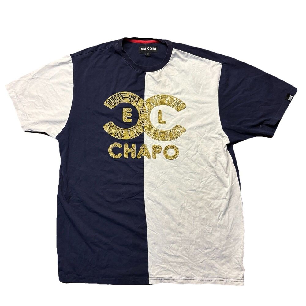 Makobi Chapo Graphic T Shirt Mens 2XL Navy White Gold Designer Streetwear